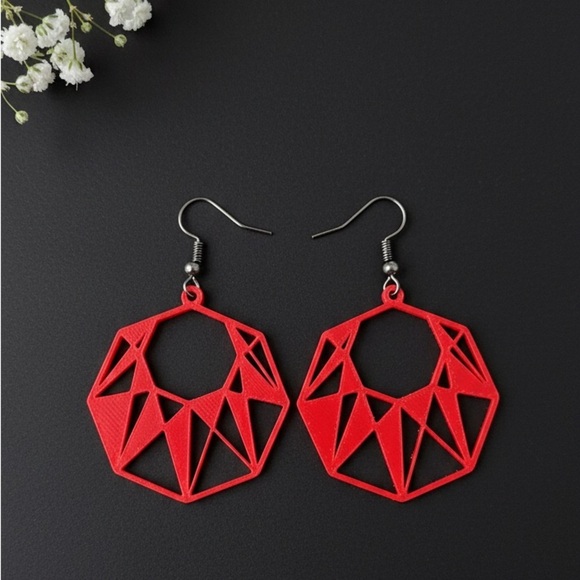 Handmade Jewelry - The Bold Geometry Red Earrings
